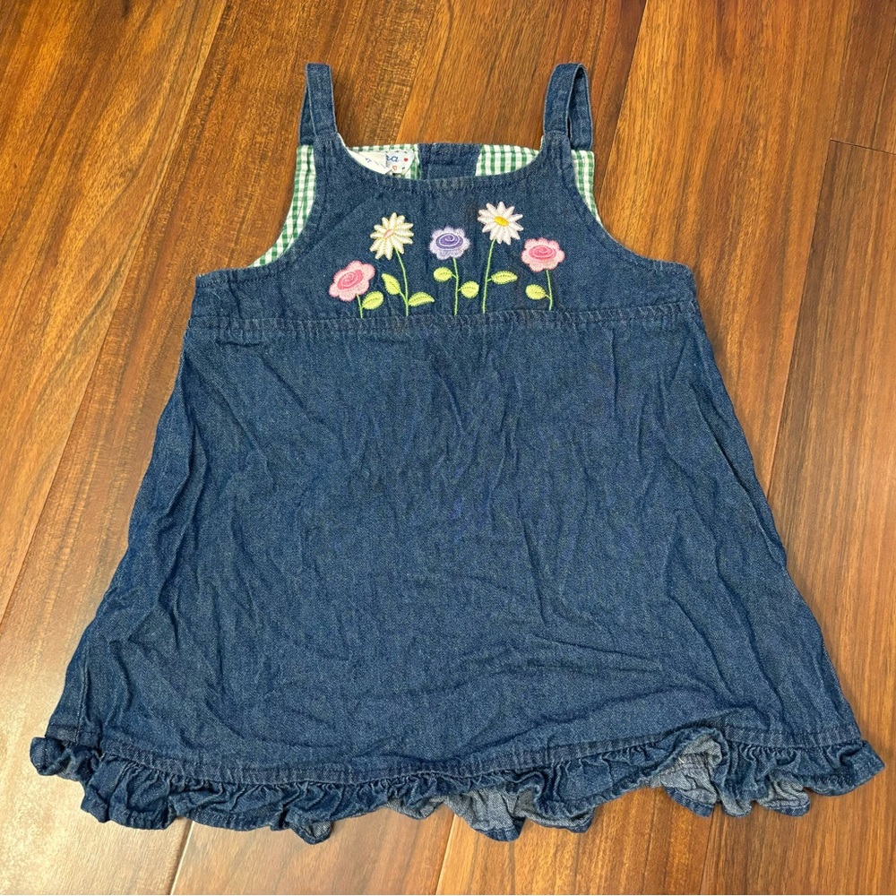 Samara vintage y2k denim embroidered flowers sleeveless dress